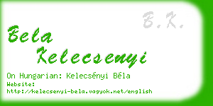 bela kelecsenyi business card